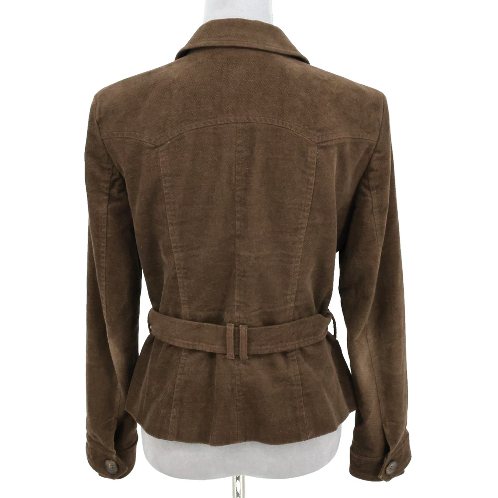 Zara Basic Jacket Womens Large Brown Corduroy Lined Belt Pockets Preppy Academia - Picture 2 of 14